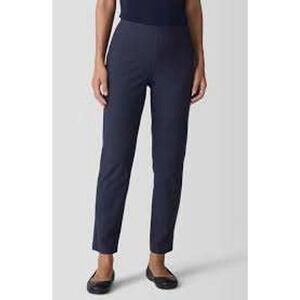 Eileen Fisher Petite Blue Washable Silk‎ Pull-On Straight Ankle Pants - Size PS